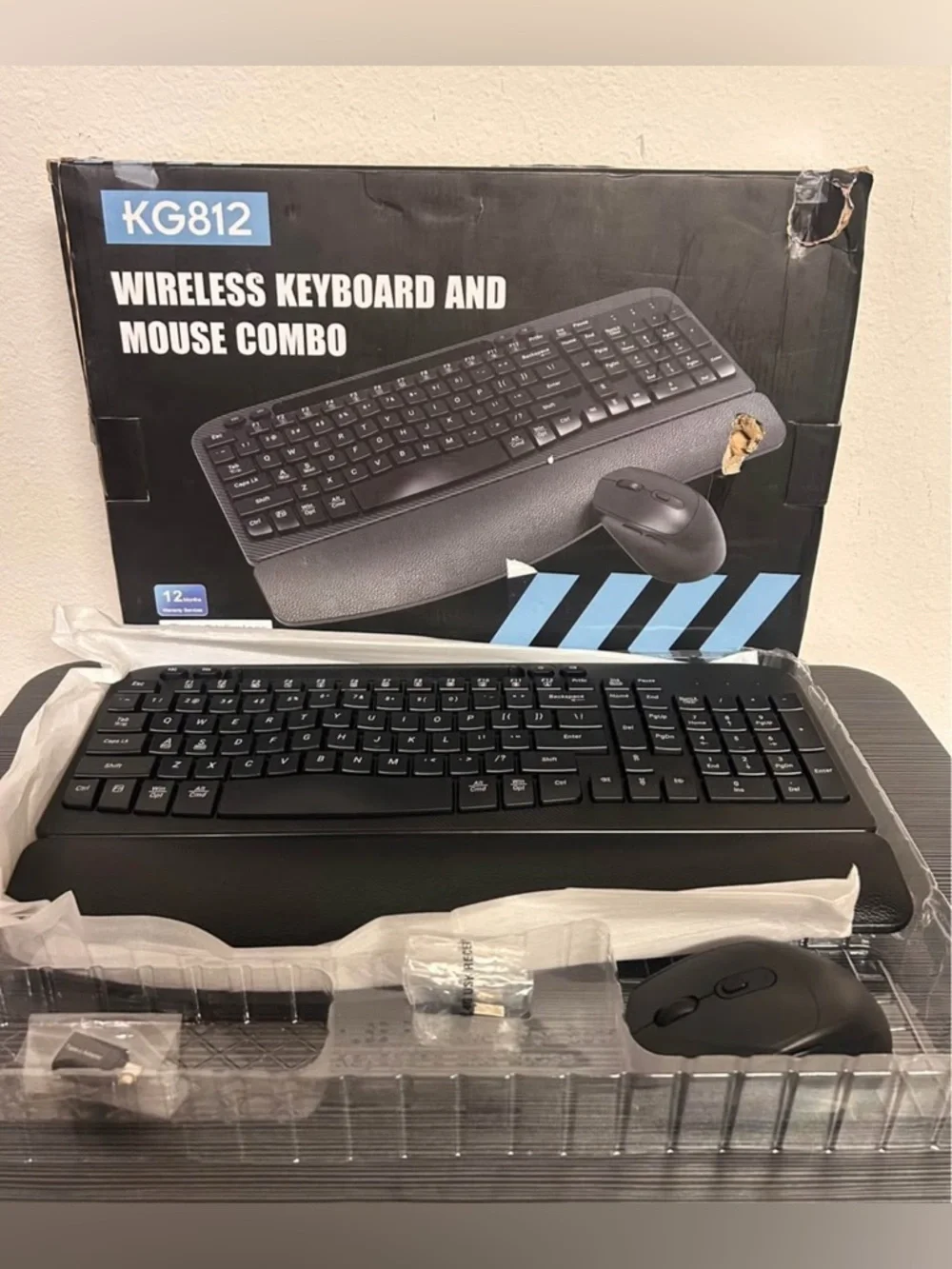 Wireless Keyboard and Mouse Combo, Wave Keys Full-Sized Ergonomic Keyboard
